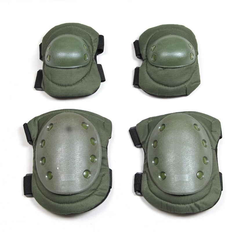 First to act tactical Military Tactical Knee Pad Elbow Pad Set Airsoft Knee Elbow Protective Pads Combat Paintball Skate Outdoor Sports Safety Guard Gear (Green-Set of 4, M-for Adult) - Image 1